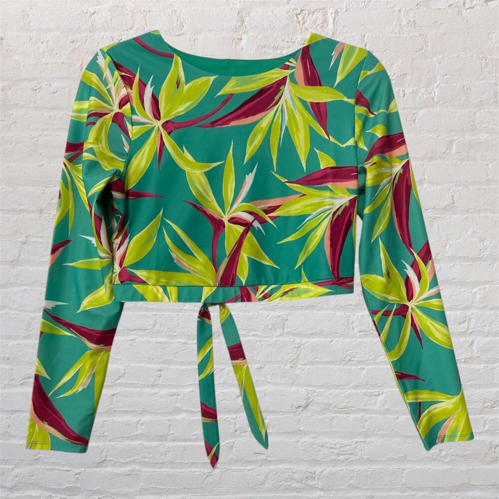 Old Navy Women's Green Rashguard Long Sleeve Swim Top and Matching Bottoms Large